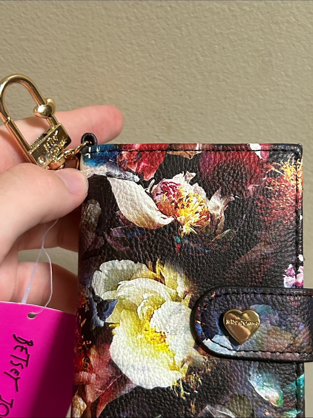 Betsey Johnson Floral Card Holder Keychain - Black & Multicolor - Picture 5 of 15